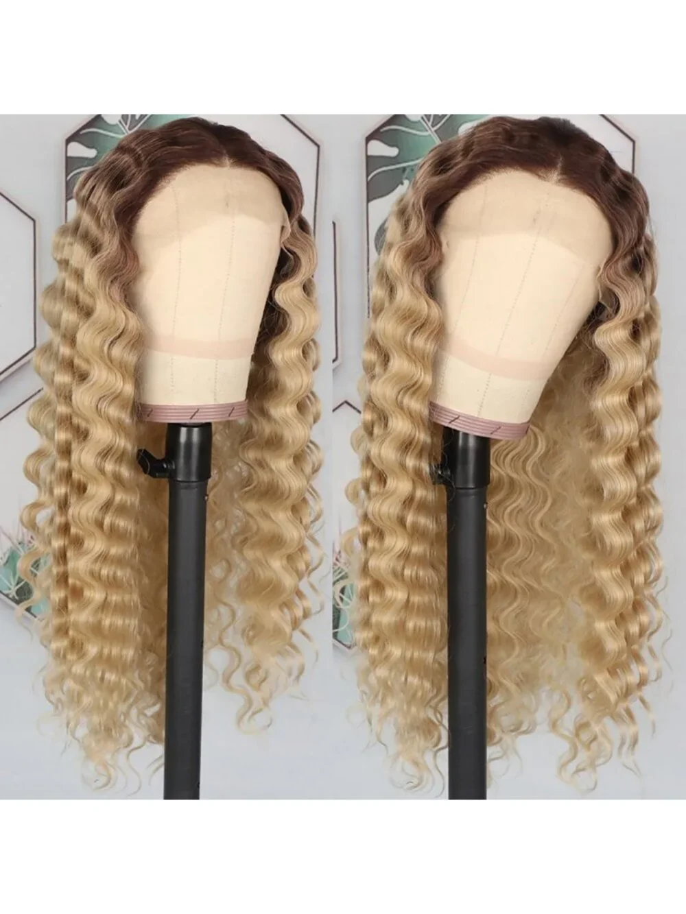 Long Brown Blonde Kinky Curly Lace Front Wig - Heat Resistant, Soft, Glueless